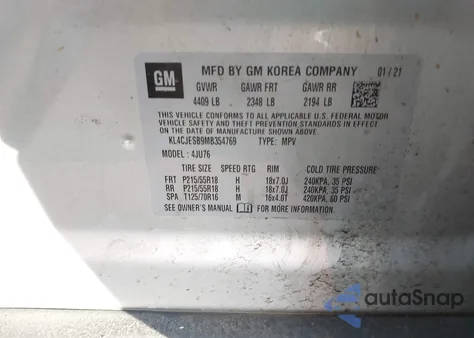 2021 Buick Encore Awd Preferred from USA, damaged, VIN KL4CJESB9MB354769